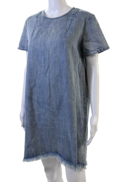 Pistola Women Shift T-Shirt Dress Blue Short Sleeve Crew Neck Size M