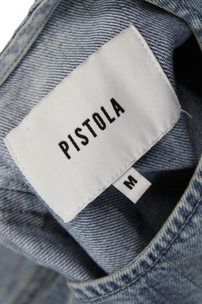 Pistola Women Shift T-Shirt Dress Blue Short Sleeve Crew Neck Size M