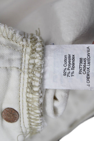 J Crew Women White Mid Rise Ankle Cropped Pants Cotton Blend Size 28