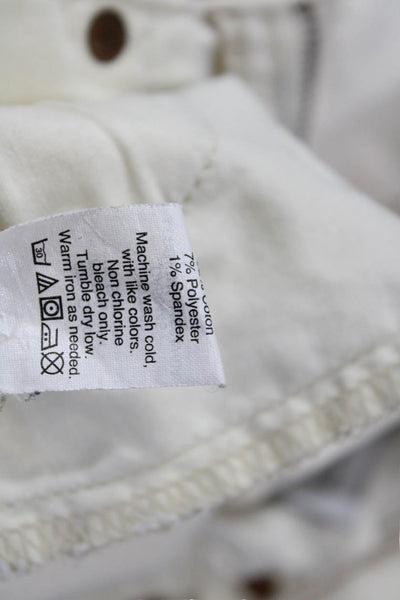 J Crew Women White Mid Rise Ankle Cropped Pants Cotton Blend Size 28