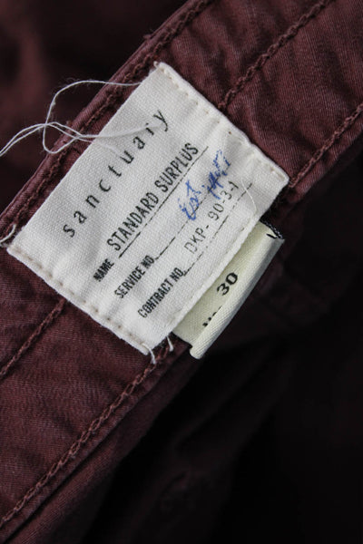 Sanctuary Unisex Cargo Chino Shorts Brown 97% Cotton 3% Spandex Button Size 30