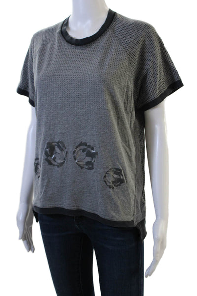 Adidas by Stella McCartney Women Floral Ringer T-Shirt Black Size M