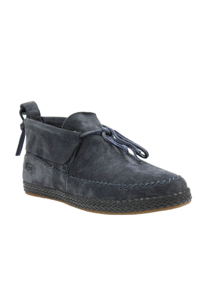 Ugg Mens Suede Woodlyn Moccasin Shoes Navy Blue Size 11