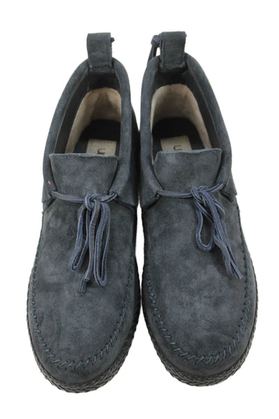 Ugg Mens Suede Woodlyn Moccasin Shoes Navy Blue Size 11