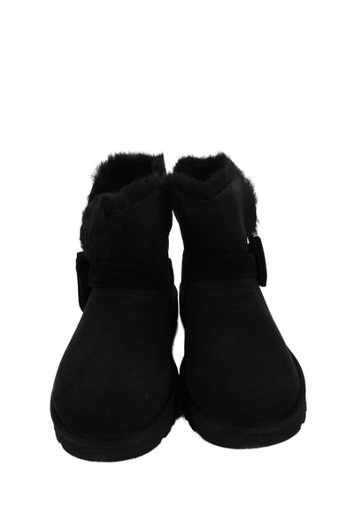 Ugg Womens Suede Mini Bow Ankle Boots Black Size 10