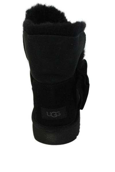 Ugg Womens Suede Mini Bow Ankle Boots Black Size 10
