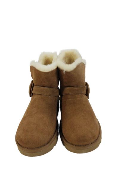 Ugg Womens Suede Mini Bow Ankle Boots Brown Size 10