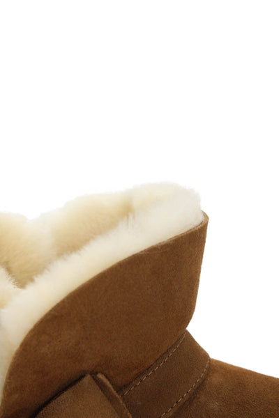 Ugg Womens Suede Mini Bow Ankle Boots Brown Size 10