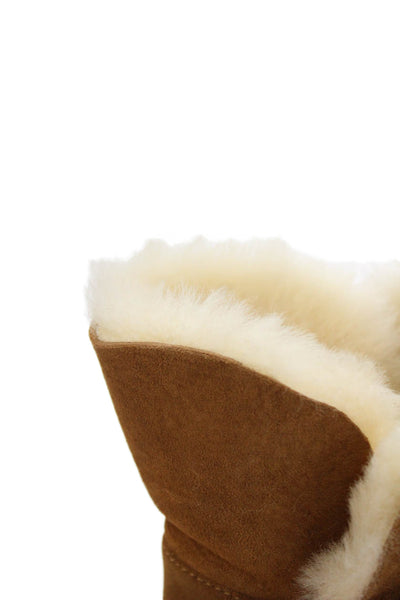 Ugg Womens Suede Mini Bow Ankle Boots Brown Size 10
