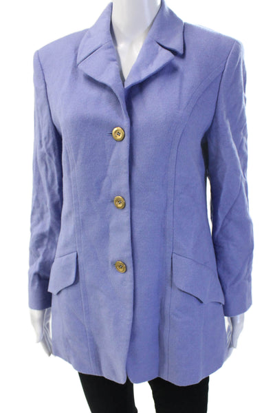 Mondi Women Purple Collared Wool Angora Cashmere Blazer Long Sleeve 90s Size 38