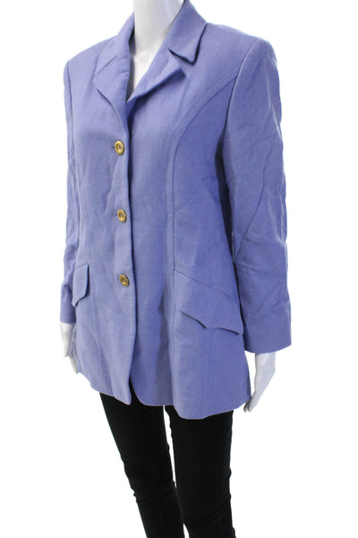 Mondi Women Purple Collared Wool Angora Cashmere Blazer Long Sleeve 90s Size 38