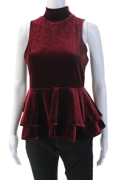 Torn by Ronny Kobo Women Red Mock Neck Tank Size S