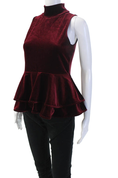 Torn by Ronny Kobo Women Red Mock Neck Tank Size S