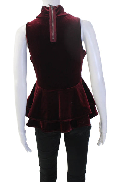 Torn by Ronny Kobo Women Red Mock Neck Tank Size S
