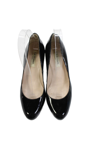 L.K. Bennett Womens Slip On Stiletto Patent Leather Pumps Black Size 36.5