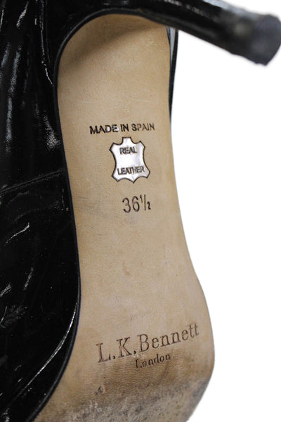 L.K. Bennett Womens Slip On Stiletto Patent Leather Pumps Black Size 36.5