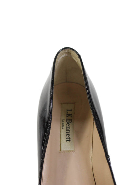 L.K. Bennett Womens Slip On Stiletto Patent Leather Pumps Black Size 36.5