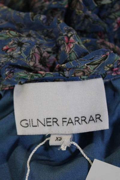 Gilner Farrar Womens Fit & Flare Mini Dress Blue Floral Long Sleeve Size XS