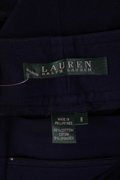 Lauren Ralph Lauren Womens Dark Blue Dress Pants Cotton Spandex Size 8