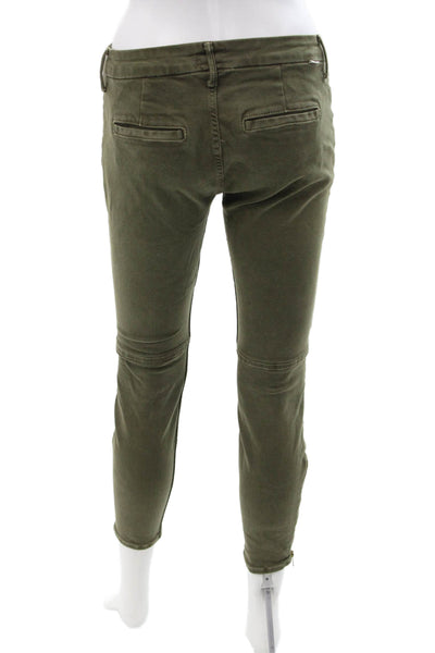 Mother Women Cropped Ankle Chino Pants Green Button Size 27