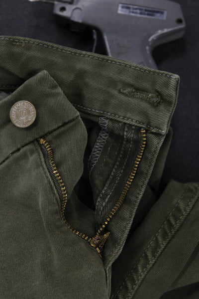 Mother Women Cropped Ankle Chino Pants Green Button Size 27