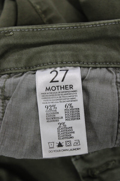 Mother Women Cropped Ankle Chino Pants Green Button Size 27