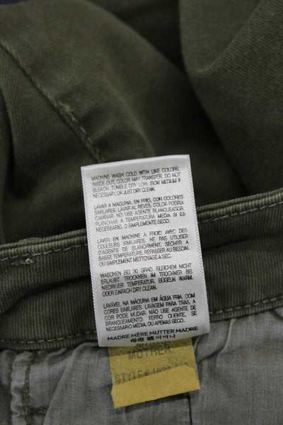 Mother Women Cropped Ankle Chino Pants Green Button Size 27