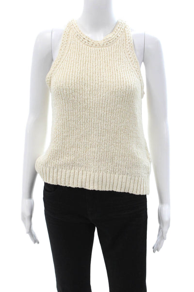 J Crew Women Pullover Sweater Sleeveless Crew Neck Beige Size S