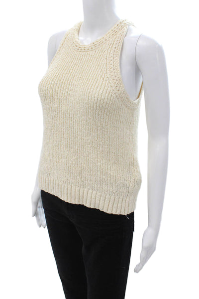 J Crew Women Pullover Sweater Sleeveless Crew Neck Beige Size S