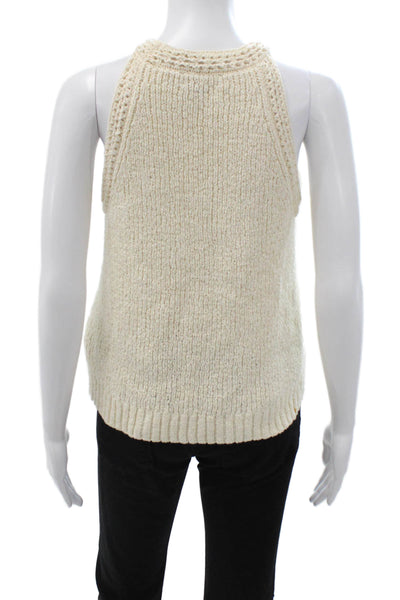 J Crew Women Pullover Sweater Sleeveless Crew Neck Beige Size S