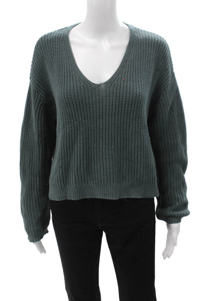 Jenni Kayne Unisex Green V Neck Long Sleeve Pullover Sweater Size XS