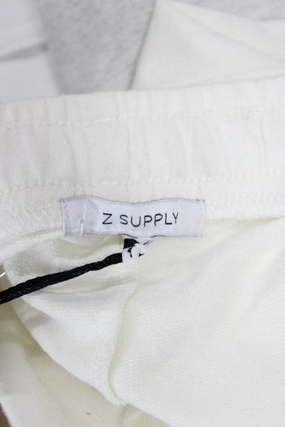 Z Supply Unisex Sweat Shorts White Drawstring 60% Cotton 40% Polyester Size S