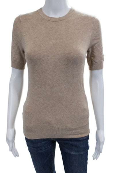 Zara Womens Basic T-Shirt Beige Crew Neck Short Sleeve Polyester Size S
