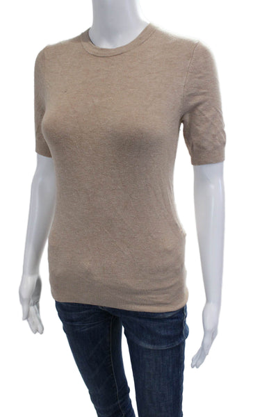 Zara Womens Basic T-Shirt Beige Crew Neck Short Sleeve Polyester Size S