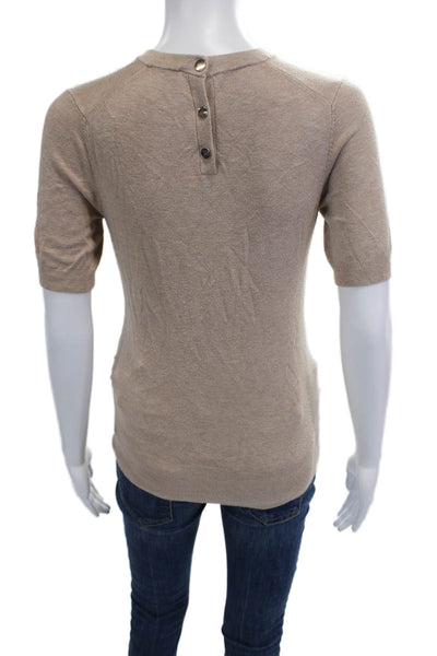 Zara Womens Basic T-Shirt Beige Crew Neck Short Sleeve Polyester Size S