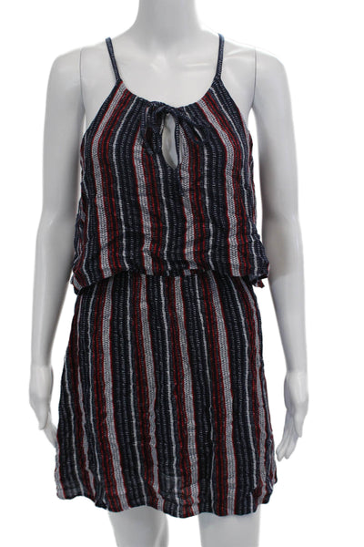 Splendid Women Blouson Tank Dress Dark Blue Striped Rayon Size XS