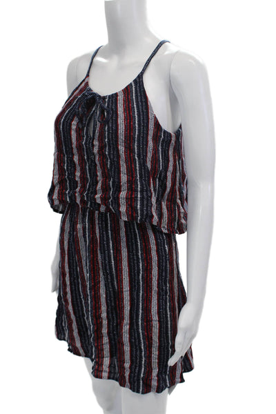 Splendid Women Blouson Tank Dress Dark Blue Striped Rayon Size XS