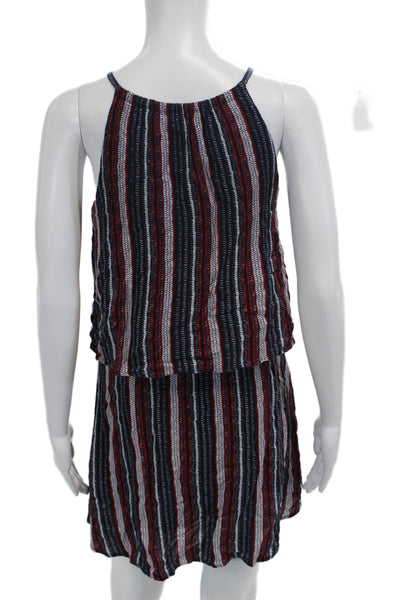 Splendid Women Blouson Tank Dress Dark Blue Striped Rayon Size XS