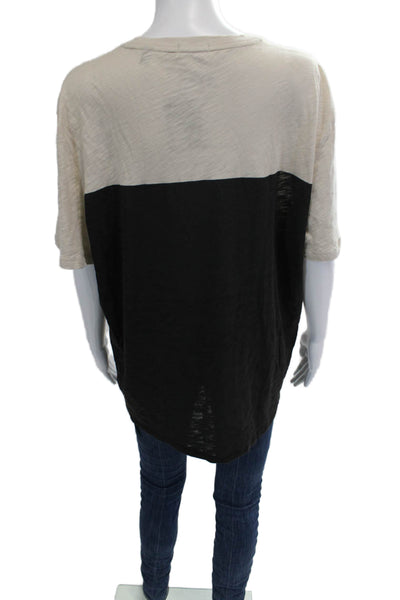 ATM Womens Basic Tunic T Shirt Cotton Crewneck Short Sleeve Beige Size L