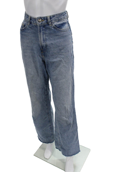 Zara Women Boyfriend Wide-Leg Blue High Rise Jeans Size 4