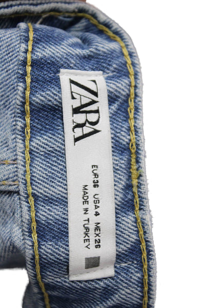Zara Women Boyfriend Wide-Leg Blue High Rise Jeans Size 4