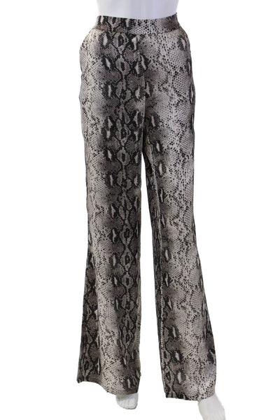 Sen Women Dress Pants Black Animal Print 100% Polyester Size L