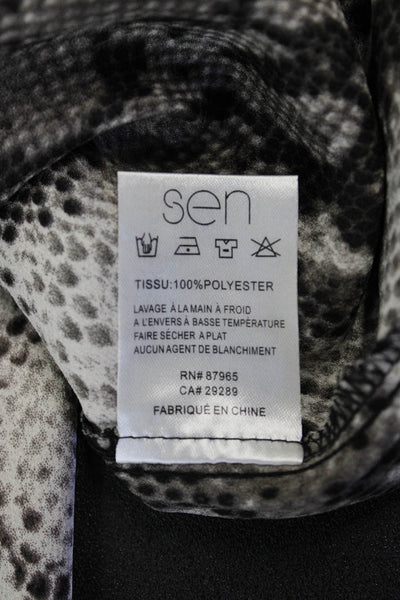 Sen Women Dress Pants Black Animal Print 100% Polyester Size L