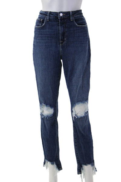 L Agence Women Dark Blue Skinny High Rise Jeans Button Fly Size 28