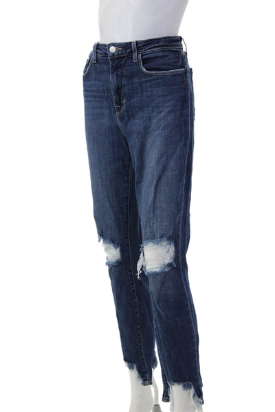 L Agence Women Dark Blue Skinny High Rise Jeans Button Fly Size 28