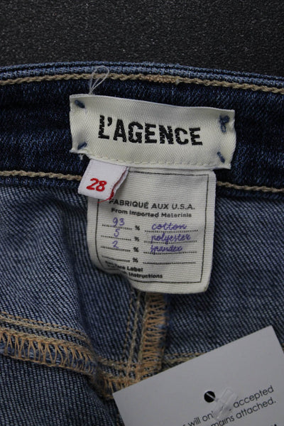 L Agence Women Dark Blue Skinny High Rise Jeans Button Fly Size 28