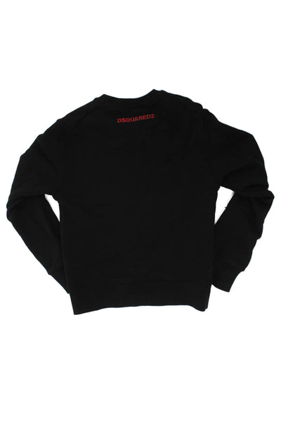 Dsquared2 Childrens Boys Long Sleeves Sweatshirt Black Cotton Size 8