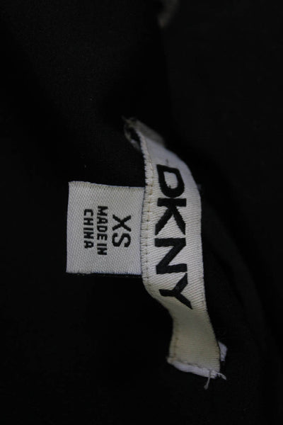 DKNY Womens Anorak Raincoat Black High Neck Button Long Sleeve Size XS