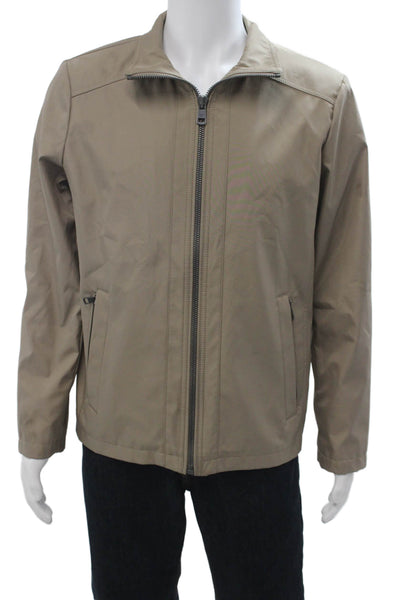 Calvin Klein Mens Windbreaker Jacket Beige Zip Polyester Size S