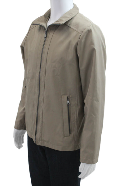 Calvin Klein Mens Windbreaker Jacket Beige Zip Polyester Size S